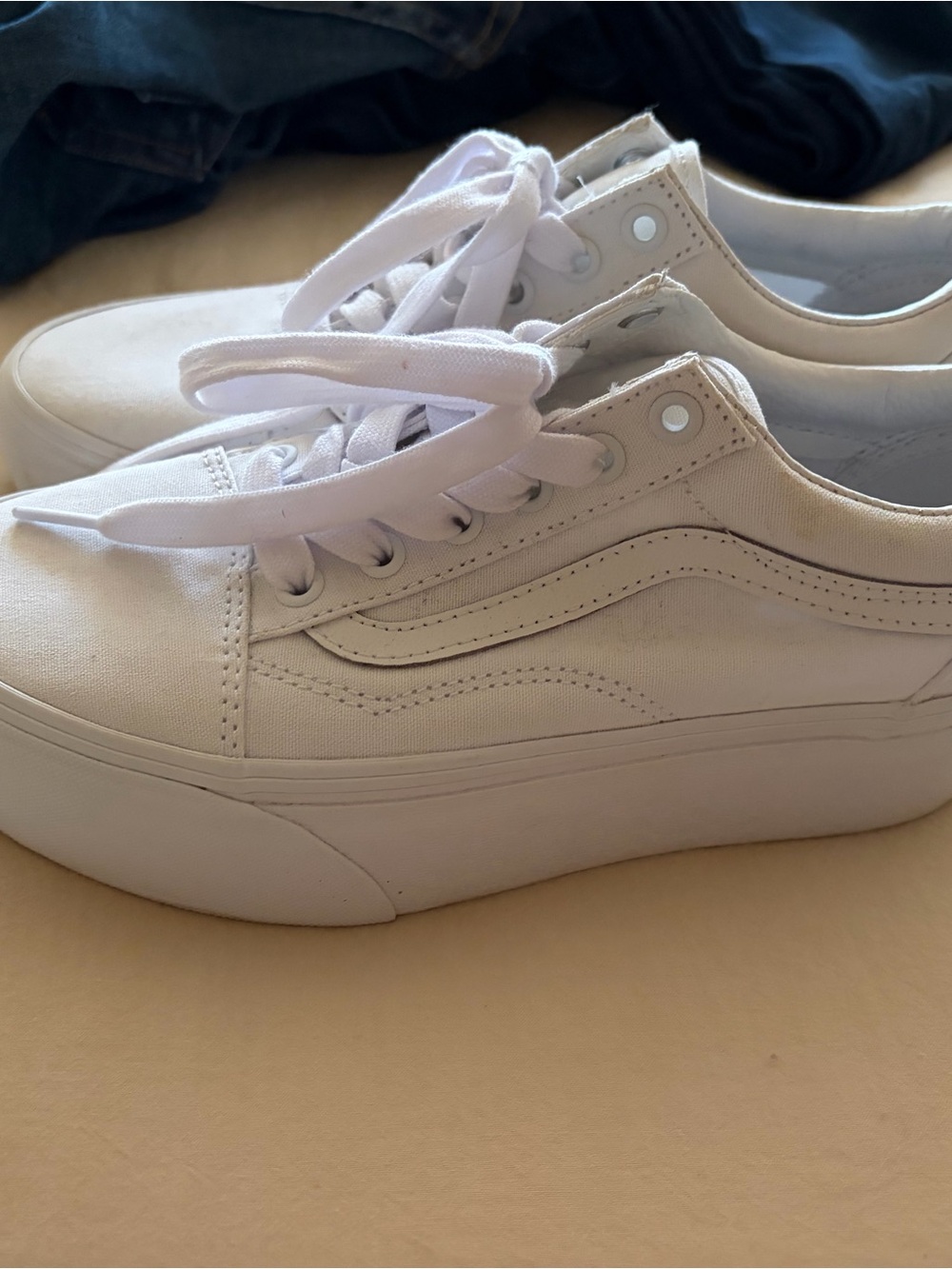 Vans White Platform Canvas Women's Sneakers